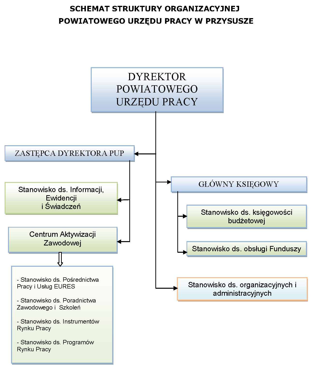 Schemat struktury organizacyjnej Powiatowego Urzędu Pracy w Przysusze